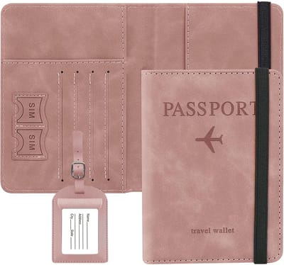 Famanu – Paspoort - creditcard en reisdocumenten voor heren en dames - paspoorthoes - roze - 14.8 x 10.5 - Klassiek