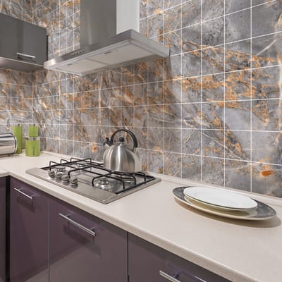 Zelfklevende muurtegelstickers voor keuken en badkamer - 60 San Jose bruine marmeren cementtegelstickers - 60 stickers 20x20cm