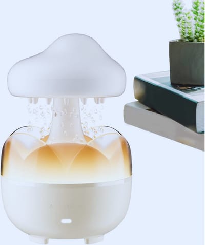 Regendruppel Luchtbevochtiger Met 7 Kleuren Verlichting & Regen Geluid - Aromatherapie Machine Met Afstandsbediening - Perfect Voor Slaapkamer - Woonkamer En Ontspanning