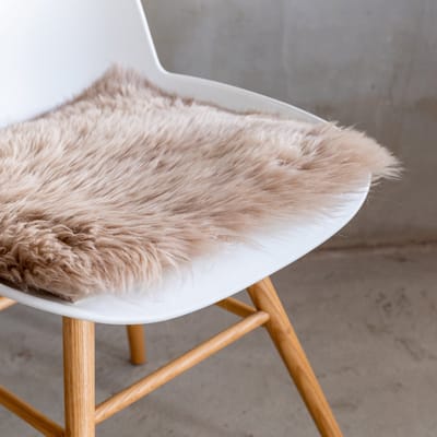 Van Buren - Stoelkussen linnen - 100% echt schapenvacht - Chairpad van Nieuw-Zeelandse schapenvacht