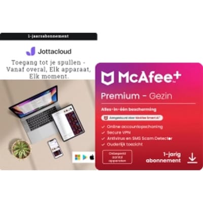 Jottacloud Home + McAfee+ Premium Family | Onbeperkt aantal apparaten | 1 Jaar