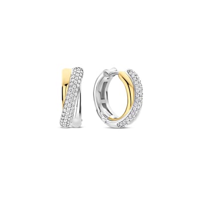 TI SENTO Dames Oorbellen - 925 zilver - Zirkonia met geel verguld - 78012ZY