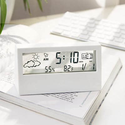 LCD Digitale Wekker Duidelijk Display Eenvoudig Ontwerp Digitale Thermometer Hygrometer voor Thuis Slaapkamer