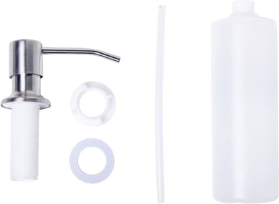 Lendo Online Zeepdispenser voor inbouw spoelbak of keukenblad - RVS - Roestvrijstaal - Zeeppomp - 28mm - 300ml container - voor aanrecht