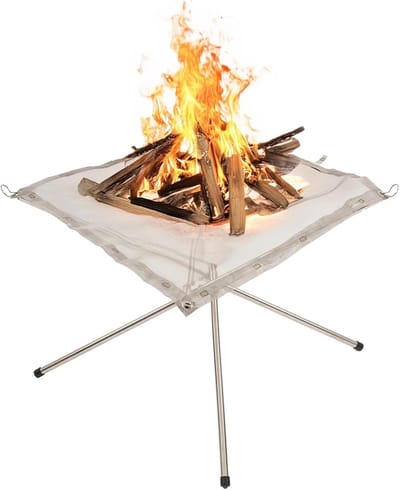 Vuurstandaard Outdoor - Kampvuurplaats Opvouwbaar - Buiten Koken - Roestvrij Staal - 41 x 41 x 34 cm - Zilver
