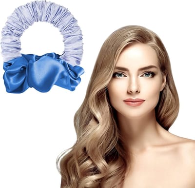 Zachte Haarrollers zonder Hitte voor Lang en Middellang Haar, Ideaal voor Nachtelijke Krullen en Gemakkelijke Ponytails, Satijnen Scrunchie en Hoofdband (Blauw)