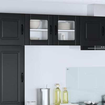 vidaXL - Wandglas - Kasten - LUCCA - Zwart - 40 - x - 31 - x - 40 - cm - Bewerkt - hout