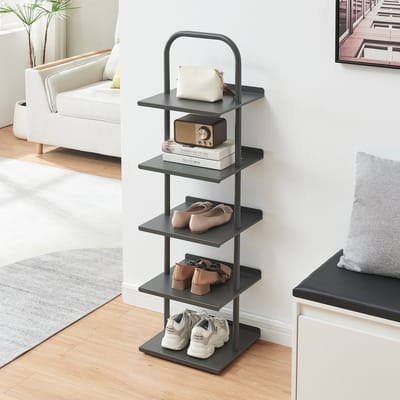 Schoenenrek Poytya met 5 planken antraciet 119x34x32 cm [en.casa]
