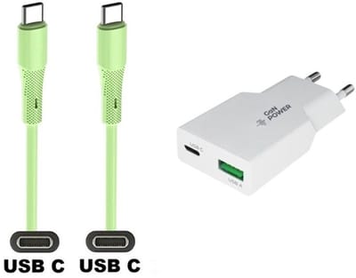 20W snellader met 2 poorten + 1,0m USB C naar C kabel. Universele PD PPS lader. Compacte GaN oplader adapter past op Samsung Galaxy Z Fold, F42, M10s, M11, M15, M1, Flip, M22, M23, M55s, M05, M53, M62, Quantum