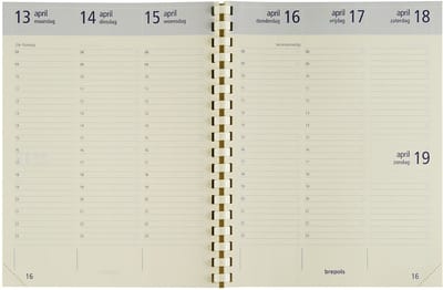 Brepols bureau agendavulling 2027 - OPTIVISION LARGE [0.117] - VULLING - Bureau agenda - 1 week op 2 pagina's - Weekoverzicht - Gespiraleerd - Navulling - 17.1 x 22 cm