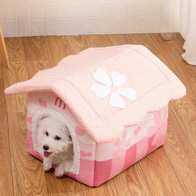 Nouveau Tapis Amovible pour Animaux Résistant à l'Usure Antidérapant Maison Frites Nid pour Animaux Général Quatre Saisons Chenil pour Chien Lit pour Chat L (52 * 43 * 43) white
