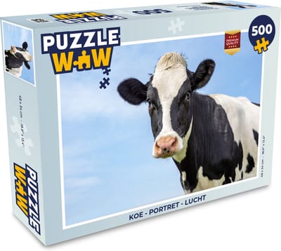 Puzzel Koe - Dieren - Portret - Lucht - Legpuzzel - Puzzel 500 stukjes