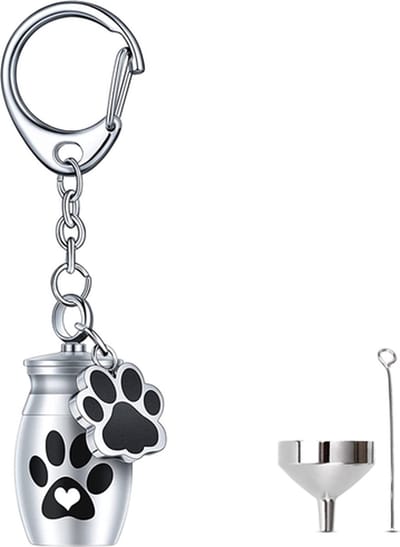 Luxe Sleutelhanger voor As - Urn Sleutelhanger - Voor Honden - Assieraad - As Ketting - Gedenksieraad - Urn - As hanger - Incl. As vuller en Opbergzakje - Dog Paw