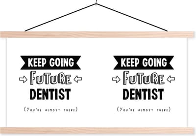 Posterhanger incl. Poster 120x60 cm - Schoolplaat - Tandarts - Opleiding - Student - Quote - Textielposter - Blanke latten