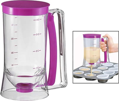 Famanu - Pannenkoekendeegdispenser 900 ml, praktische beslagdispenser voor muffins, donuts en pannenkoeken, ideaal voor kleine bakporties