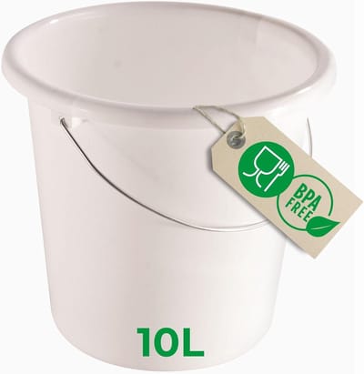Novaliv emmer 10L wit met maatverdeling - schoonmaak emmer 10 liter? 28,5 cm Praktische alleskunner met schaalverdeling voor huishouden & tuin ideaal als huishoudemmer, wateremmer, dweilemmer, emmer