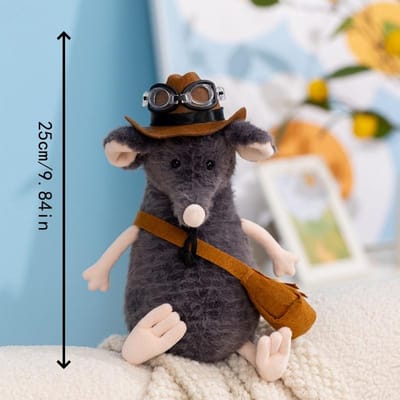 25cm Schattige Verdrietige Cowboy Muis Pluche Speelgoed met Hoed Bril Verjaardagscadeau voor Kinderen Tieners Dierenvrienden Decoratie 25cm
