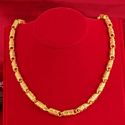 Zandgoud Heren Ketting Mode Geld Cilinder Massieve Schakel Messing Verguld Sieraden red