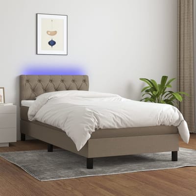 vidaXL - Boxspring - met - matras - en - LED - stof - taupe - 80x200 - cm