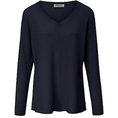 Trui 100% kasjmier V-hals Van Peter Hahn blauw