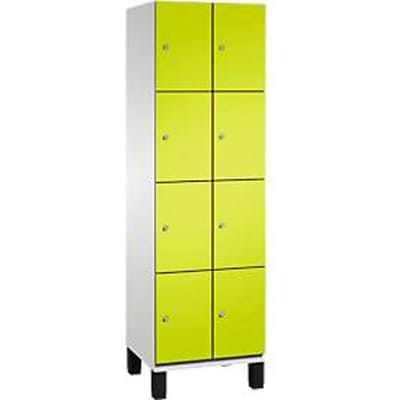 C+P Cambio lockerkast, 2 vakken, 8 vakken, op poten, B 600 x D 525 x H 1980 mm, lichtgrijs/kleedgroen