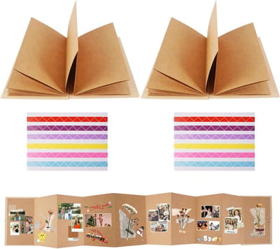 DIY Scrapbook Album Set van 2, 34 Pagina's voor Foto's, Creatief Fotoalbum voor Verjaardagscadeau en Afstuderen, 17.5 x 11.5 cm