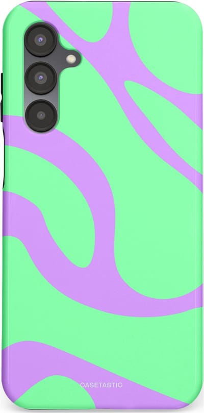 Casetastic Hoesje Geschikt voor Samsung A16 - Stijlvolle Beschermende Duo-layer Case - Pastelgolven Mint-Lila