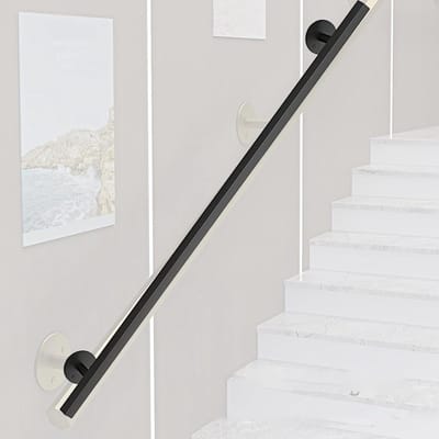 Veiligheidstrapleuning, Leuningkolom Voor Dek, Trapleuning, Zwart Metalen Balusterpalen, Voor Huistuingang, Zoldervloeren, Beugel Voor Eenvoudige Reiniging (Color : Black, Size : 80cm/31.5in)