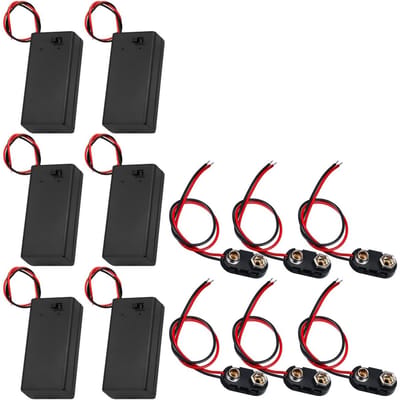 EXCITAT Batterijbox - Blokbatterijkabel - met schakelaar - Batterijclip type I - 9V - voor elektrisch speelgoed - 12 stuks