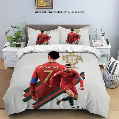 Parure de lit Cristiano Ronaldo-o Ensemble de couette Lit simple Double Ensemble de lit King Size Chambre pour garçons adultes Housse de couette Taie d'oreiller EU Single 135x200cm