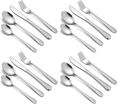 Kinderen Bestekset van RVS - 8-delige Set met Hamerhandvat voor Veilig en Comfortabel Eten