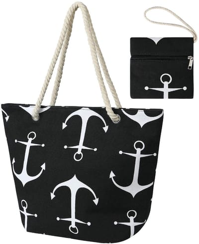 Unyqoos® Stijlvolle en Ruime Canvas Strandtas met Ritssluiting en Binnenvak voor Dames