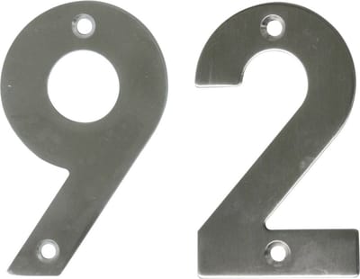 AMIG Huisnummer 92 - massief Inox RVS - 10cm - incl. bijpassende schroeven - zilver