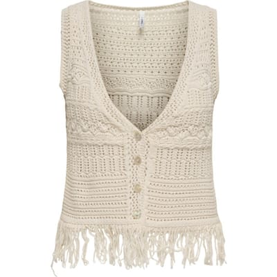 ONLY - ONLALIX LIFE SL FRINGE WAISTCOAT KNT - Dames - Vesten