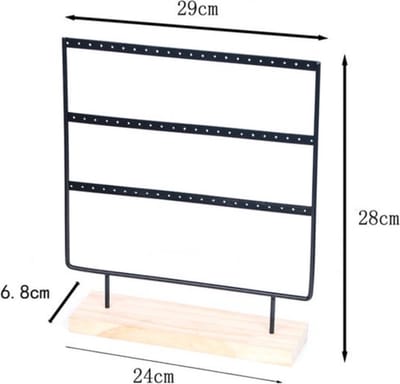Go Go Gadget - "3-Verdiepingen Oorbellenrekje, Zwart - 69 Oorbellen, Houten Voet - Sieradenrekje, Sieraden Organizer"