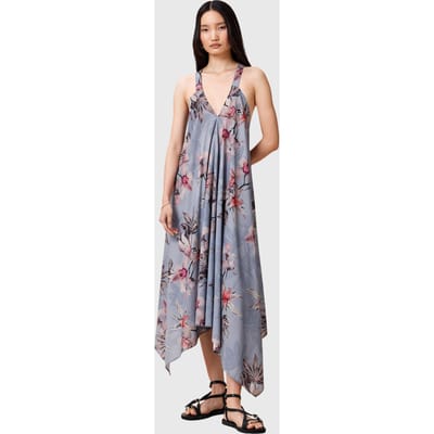 AllSaints Lil Dress Adena Dusty Blue Taglia: 8 | Abiti Midi Outlet | Donna | Blu