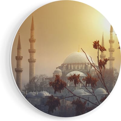 Artaza Forex Muurcirkel Suleymaniye Moskee In Istanbul - 60x60 cm - Wandbord - Wandcirkel - Rond Schilderij - Wanddecoratie Cirkel