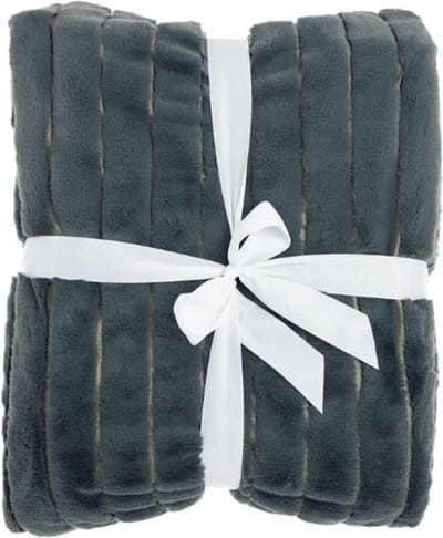 Unique Living Vent du Sud - bedsprei - fake fur bont - rib - dark grey - 180x240cm