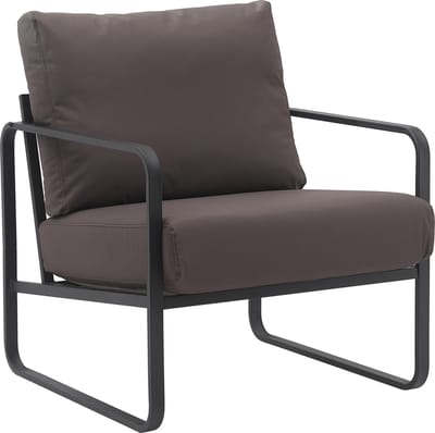 CLP Manea Fauteuil - Lounger - Met armleuning - Design - Met stevig metalen frame - Gestoffeerde club fauteuil bruin Kunstleer