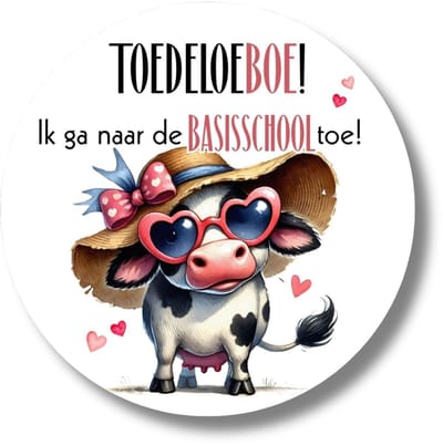 Toedeloeboe Ik ga naar de basisschool toe sticker – 20 ronde stickers 4 cm – afscheid peuterspeelzaal/kinderopvang/traktatie