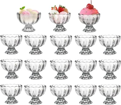 Dessert Glazen - IJskommetjes Set - Zoete Snacks - Dik Glas Materiaal - 18 Stuks - Transparant
