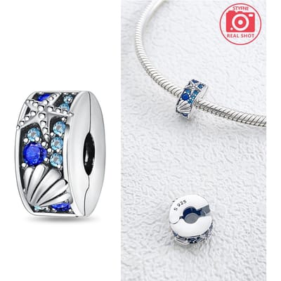Étoile de mer & Coquillage Pav Clip Charme Perle Composant Métal Cuivre Plaqué Compatible Avec Composants de Charme Perle Métal Cuivre Authentique Original Bracelet white