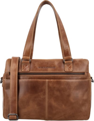Hide & Stitches Porto Handtas - Leer - Hoofdvak - Voorvak Magneetsluiting - Voorritsvak - Schouderband - Dames - Tas - Shopper - Schoudertas - Leren Dames Tas - Bruin