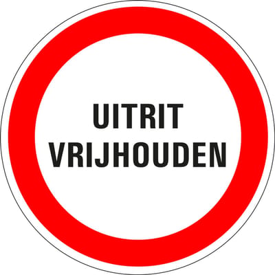 Uitrit vrijhouden bord - kunststof 100 mm