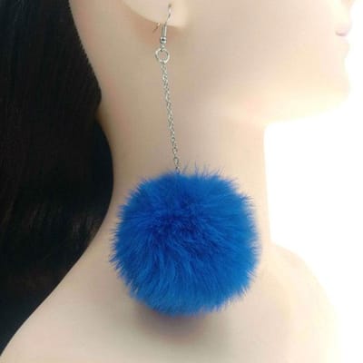 Nieuwe grote pompom oorbellen mode zachte konijnenbont bal pompom hanger lange bungelende oorbellen voor vrouwen meisjes feestcadeaus gray