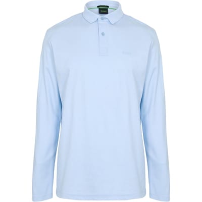 Boss Heren Pirol Logo Lange Mouwen Polo Shirt (Blauw)