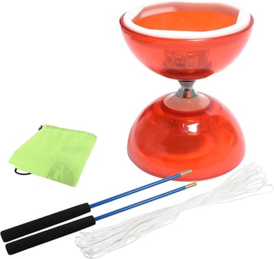 Diabolo Speelgoed - Professioneel Jojo - Circus Vaardigheden - Triple Bearing Systeem - 14.5 cm Diameter - Transparant