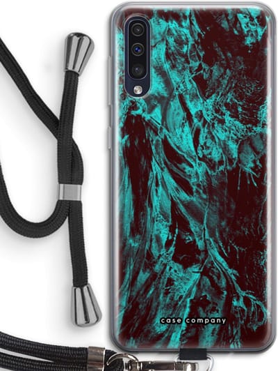 Case Company® - Hoesje met koord geschikt voor Samsung Galaxy A50 hoesje met Koord - Ice Age - Telefoonhoesje met Zwart Koord - Bescherming aan alle Kanten en Over de Schermrand