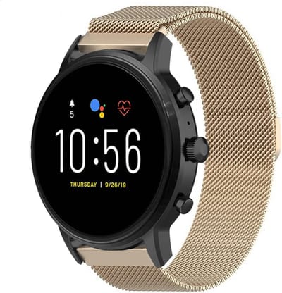 Strap-it Milanees smartwatch bandje - geschikt voor Fossil Gen 5 / Gen 5e 44mm / Gen 6 44mm - champagne