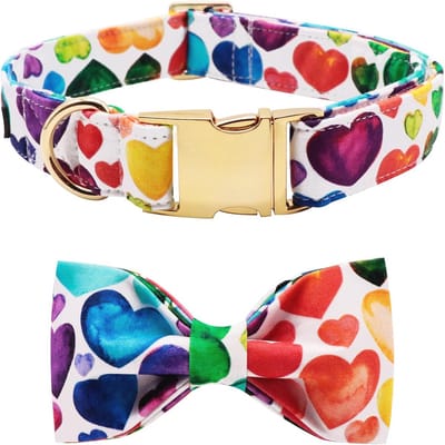 Katoenen hondenhalsband met strik voor middelgrote honden, verstelbare en comfortabele halsband, 34-55cm